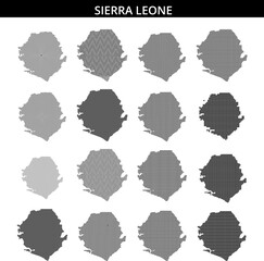 Map illustration displaying Sierra Leone in a dotted style with intricate details