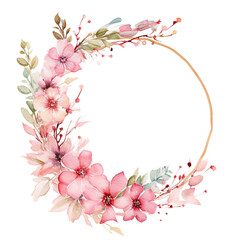 Naklejka premium Hand drawn watercolor flowers. Spring or summer wreath. Beautiful gentle flowers in the composition. Design for prints Watercolor Floral Wreath Isolated