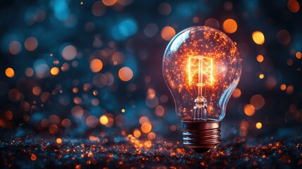 Illuminating Ideas: A Glowing Light Bulb in a Sparkling Universe