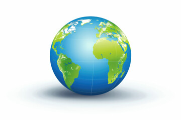 Fototapeta premium A vibrant globe showing continents surrounded by a white background symbolizing global connectivity and earth's beauty