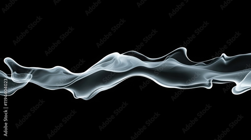 Poster dark ink dispersing in water, creating abstract shapes and gradients