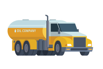 Oil Tanker Truck Vector Illustration. Fully Editable and Scalable Design
