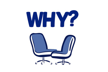 Why word. Why title. Why concept. A bold, vibrant blue 'WHY?' text is isolated on a white background. For questioning, curiosity, or asking themes.
