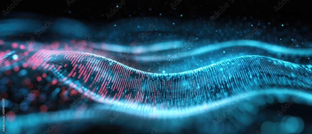 Poster dynamic sci-fi background waves digital realm abstract visuals futuristic environment close-up persp