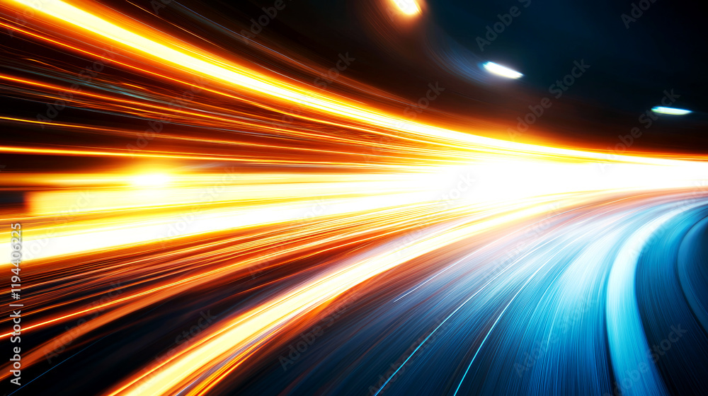 Poster dynamic sci-fi background with light trails urban environment action-packed scene futuristic perspec