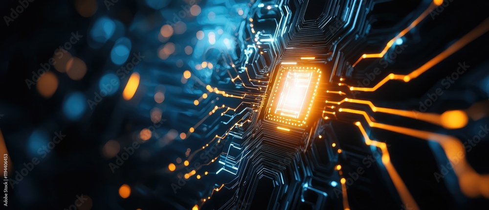 Poster futuristic circuitry exploration digital realm sci-fi background high-tech environment macro viewpoi