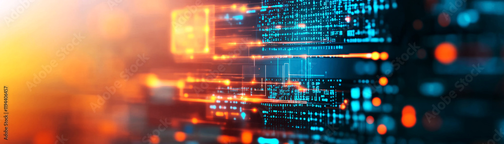 Poster futuristic data visualization digital realm sci-fi background abstract environment close-up viewpoin