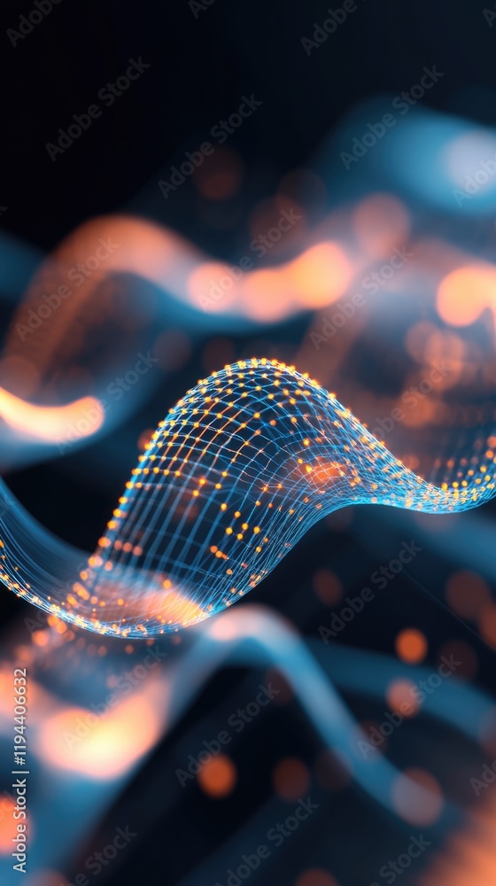 Aufkleber dynamic sci-fi background waves abstract digital art futuristic environment close-up viewpoint conce