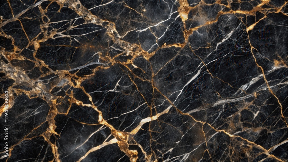 Aufkleber dark marble texture with golden veins elegant background for design projects