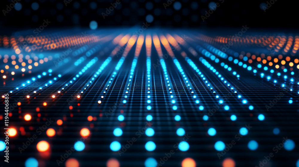 Poster dynamic sci-fi background of glowing dots futuristic environment abstract content digital perspectiv