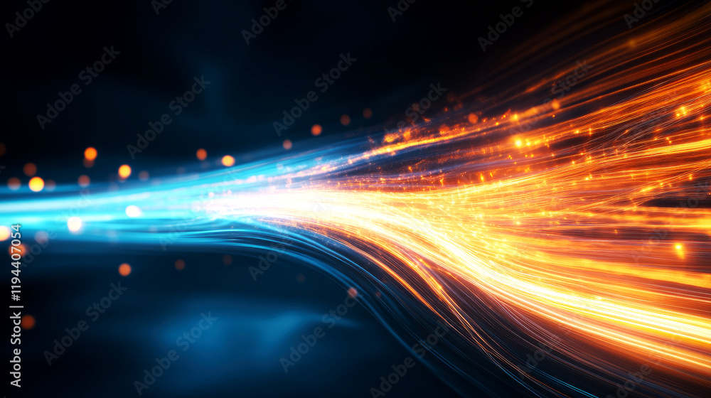 Poster dynamic sci-fi background with vibrant light trails captured in a futuristic environment abstract co