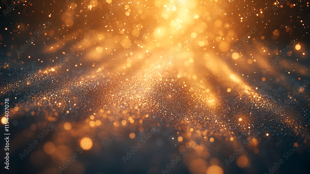 Poster glowing particles create a magical atmosphere in a dimly lit setting