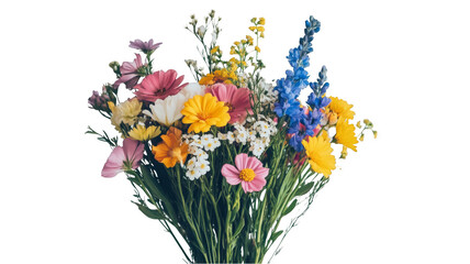 Obraz premium vibrant bouquet of wildflowers on transparency background