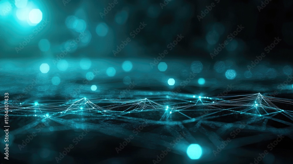 Poster dynamic sci-fi background of glowing networks futuristic digital landscape abstract art dark environ