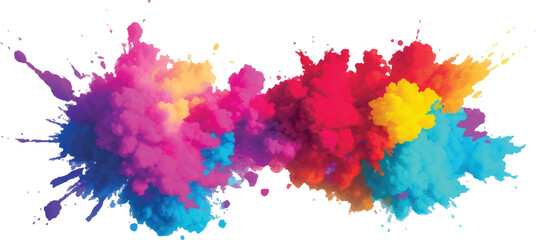 A Stunning Explosion of Bright and Colorful Watercolor Splashes: Bold Brush Strokes in Vibrant Rainbow Hues Create a Modern, Abstract Aquarelle Design Against a Crisp White Background