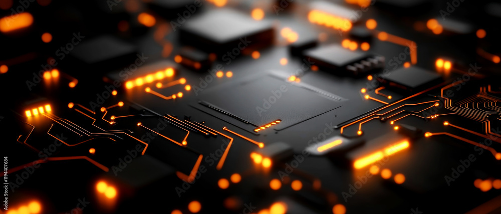 Poster futuristic sci-fi circuit board background tech innovation event digital art high-tech environment c