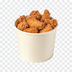 abstract 3d  Paper bucket of fried chicken in different colour style white background	

