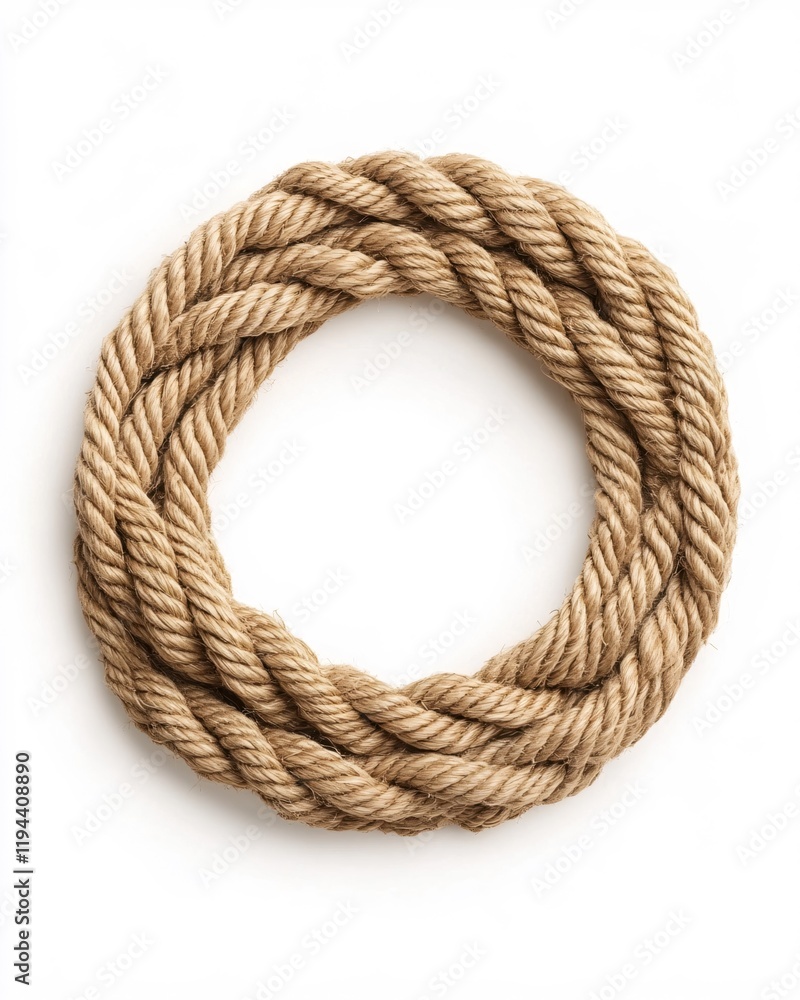 Poster nautical rope circle frame rustic brown twine isolated background design element