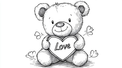 love bear happy valentine, white background 
