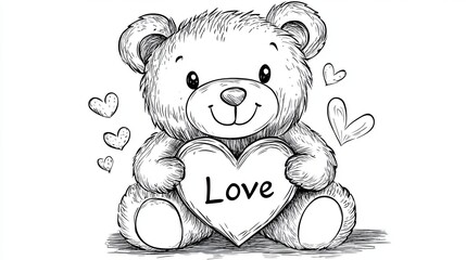 love bear happy valentine, white background 