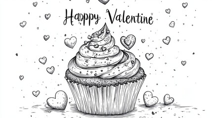 love cup cake happy valentine, white background 