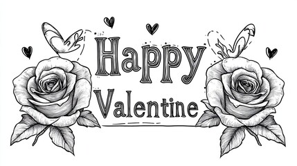 love flowers happy valentine, white background 