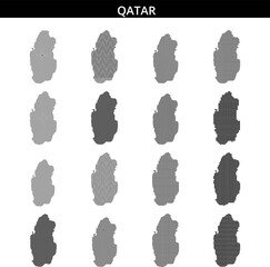 Outline of Qatar displayed with a unique dotted pattern and textured background