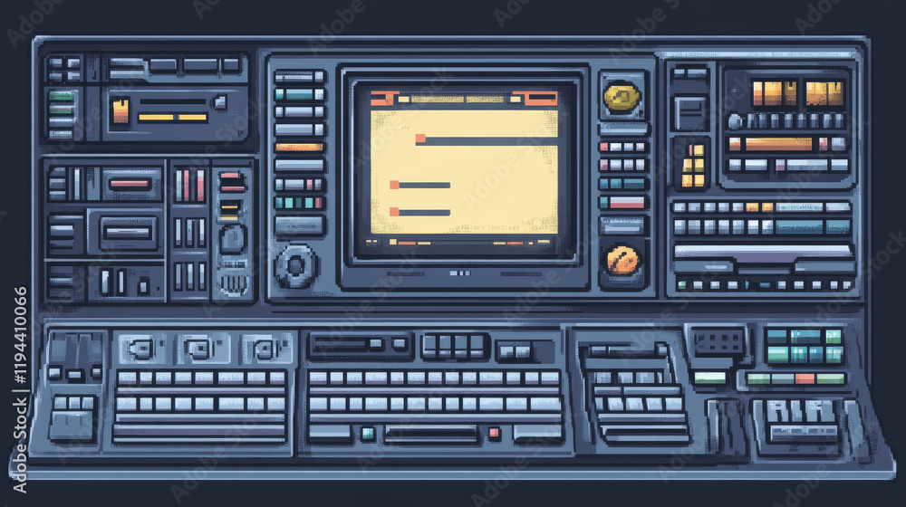 Aufkleber retro computer screen interface, windows frames, dialog messages, buttons, file system, icons and sm