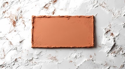 Textured Background with a Blank Terracotta Panel on a Rustic White Surface Ideal for Art, Design, and Creative Projects Featuring Natural Materials