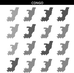 Map of Congo outlined with dotted patterns showcasing its geographical features