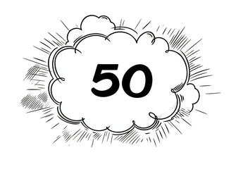 Comic style speech bubble with number 50 inside