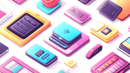 Set of retro software windows, social media app design for mobile gadget. Vector illustration of groovy 90s style backgrounds with psychedelic antique statues, old cursor, buttons and png frames