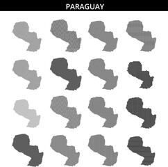 Map outline of Paraguay with dotted pattern highlighting the country's shape