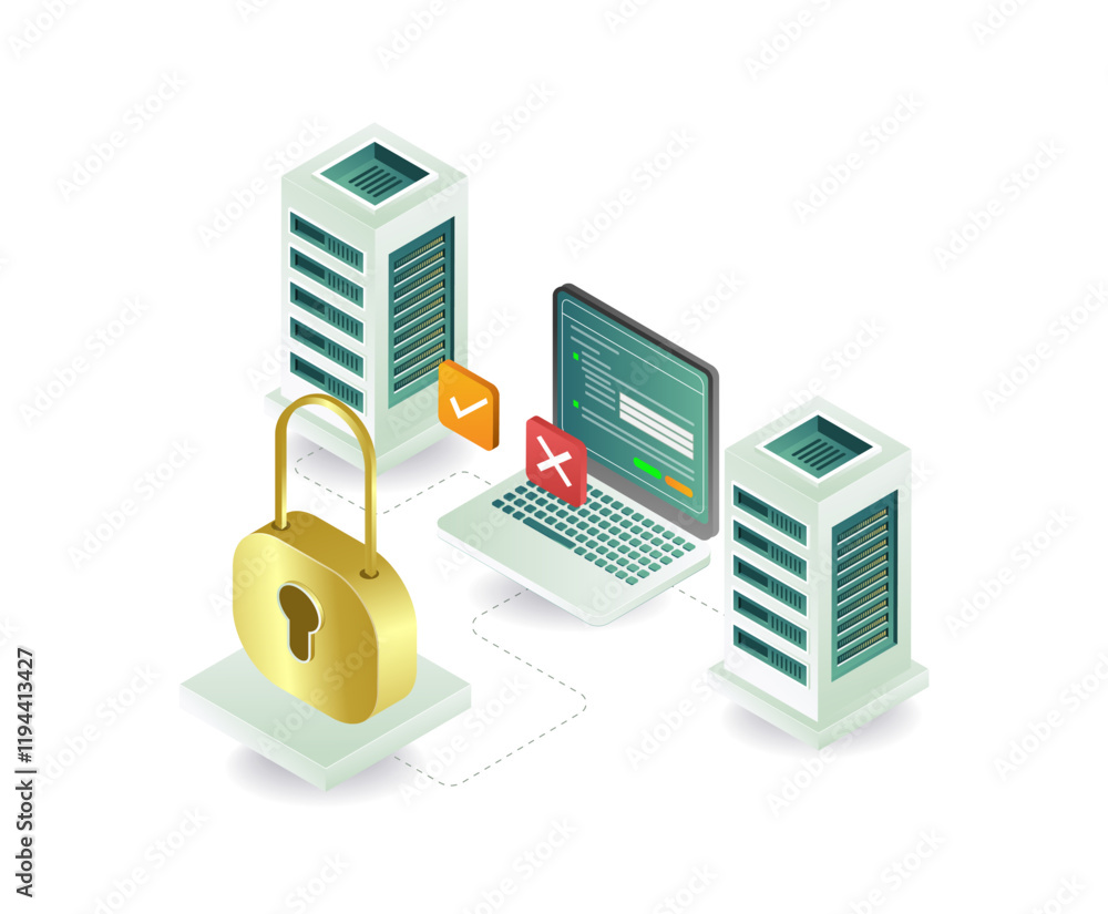 Poster computer security symbols data server technology