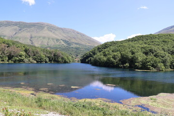 Landscape at the karst spring Blue Eye-Syri i Kaltër- Albania  