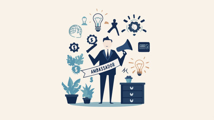 Professional Ambassador with Megaphone Vector Illustration