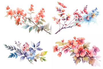 Naklejka premium Watercolor elegant floral wreath isolated on white background for wedding invitation card design art watercolor wreath with watercolor flowers and leaves