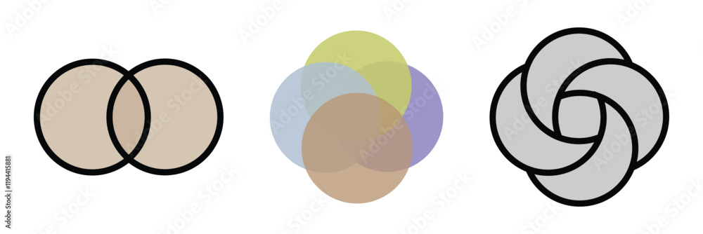 Poster venn diagram circles chart infographic. vector design elements for business strategy presentation. e