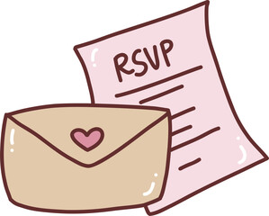 Cute wedding RSVP doodle clip art vector