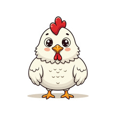 Cute Chicken Hen Standing Cartoon Vector Icon Illustration Animal Nature Icon Isolated Flat Vector