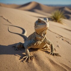 Photograph a desert lizard on a sandy dune.