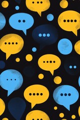 Colorful Speech Bubble Pattern on Dark Background for Communication and Social Media Concepts