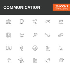 Communication editable stroke outline icons 