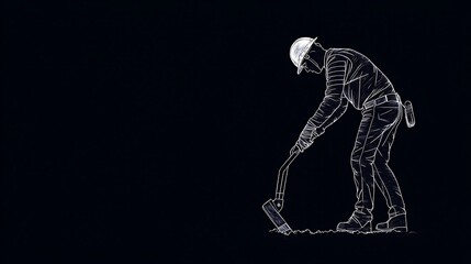 Construction Worker Operating Jackhammer on Job Site with Focus and Precision to Complete Essential Infrastructure Repairs and Improvements