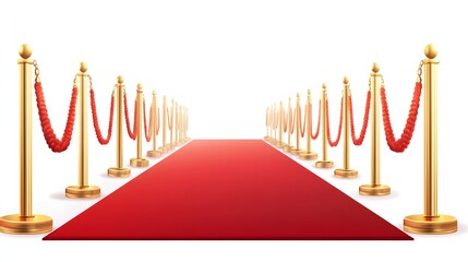 Red Carpet Entrance With Golden Stanchions And Rope