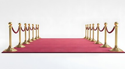 Gold stanchions line a red carpet walkway