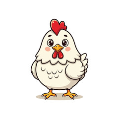 Cute Chicken Hen Standing Cartoon Vector Icon Illustration Animal Nature Icon Isolated Flat Vector
