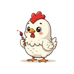 Cute Chicken Hen Standing Cartoon Vector Icon Illustration Animal Nature Icon Isolated Flat Vector