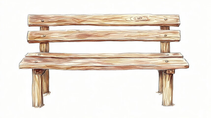 Wooden bench for park or backyard decoration. Realistic vector illustration set of front view on wood long seat made of planks. Empty garden or street chair. Light brown urban exterior furniture.