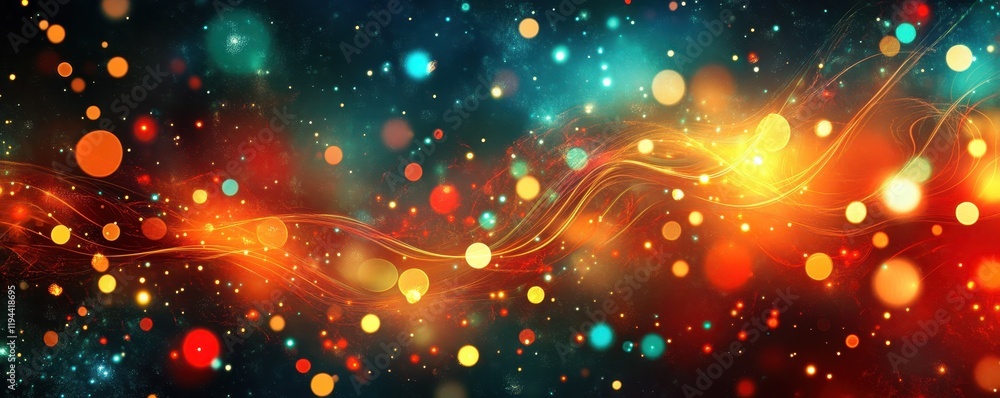 Poster sparkling abstract background with vibrant bokeh lights and dynamic colors